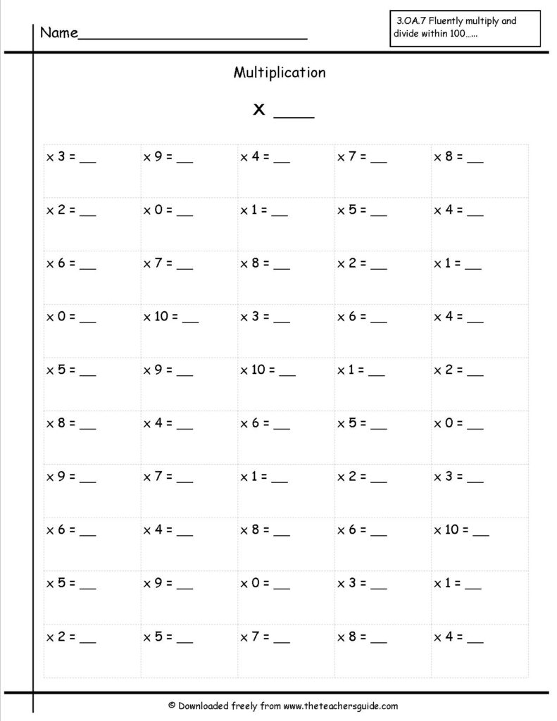 0 9 Blank Multiplication Chart PrintableMultiplication