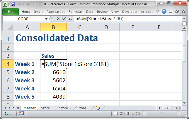 3D References Formulas That Reference Multiple Sheets At Once In 