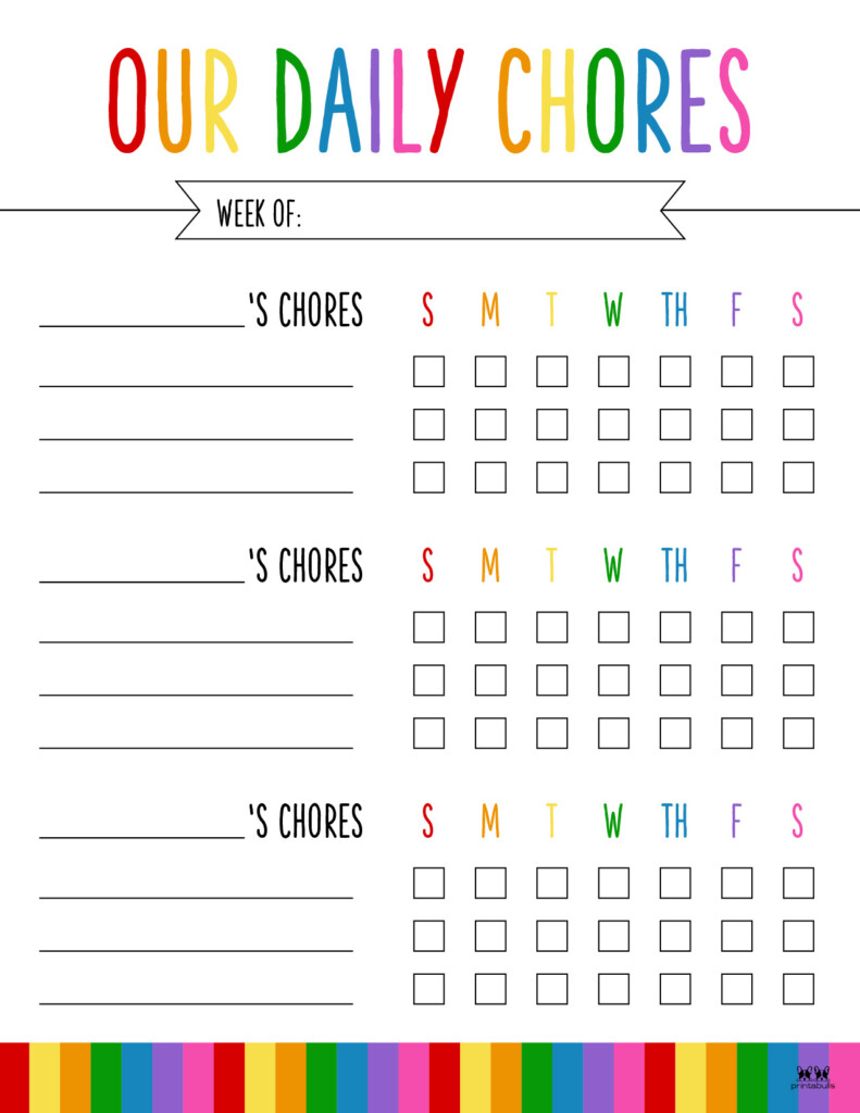Chore Chart Printable Mutiple Kids PrintableChoreCharts