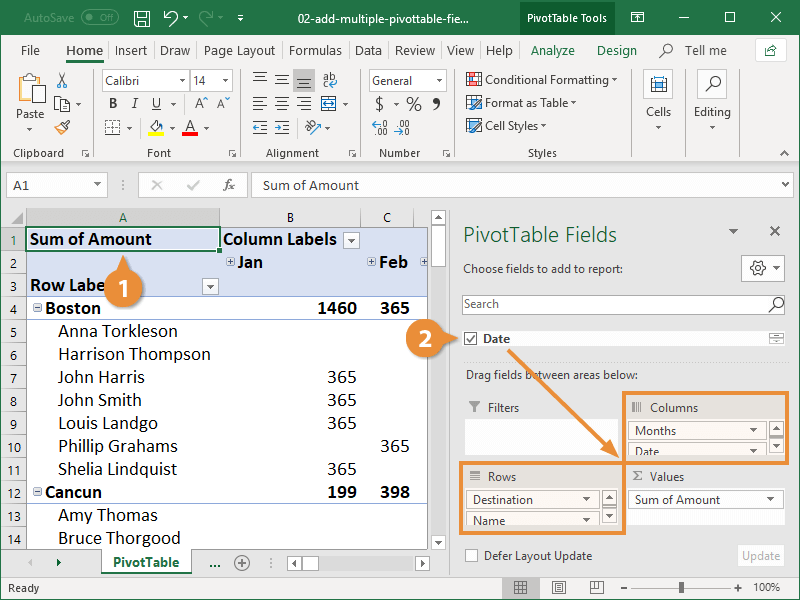 Combine Multiple Pivot Tables Into One Pivot Table Printable Timeline 