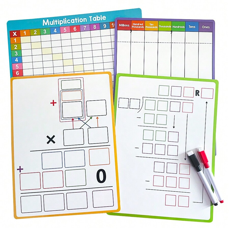 Dry Erase Division Multiplication Chart White Board 8 quot X 11 quot Double 