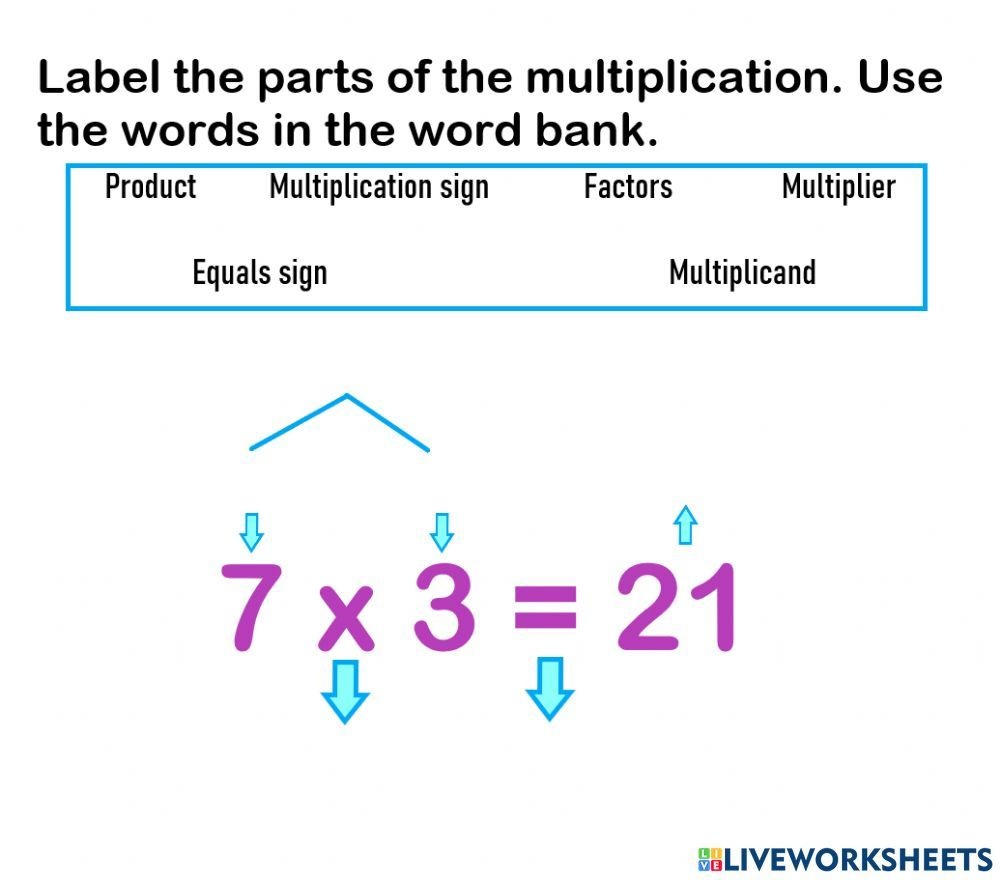 Label The Parts Of The Multiplication Worksheet