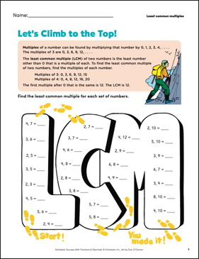 Lets Climb To The Top Least Common Multiples Printable 