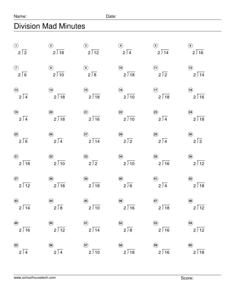 Mad Minute Multiplication Printable