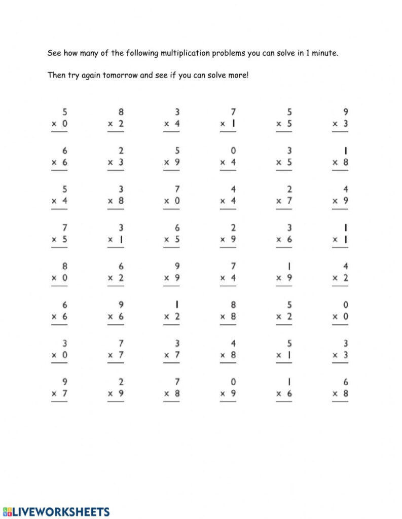Mad Minute Multiplication Worksheets Printable Worksheets
