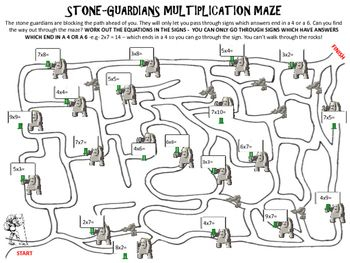 Multiplication Activity Multiplication Maze Stone Guardians 