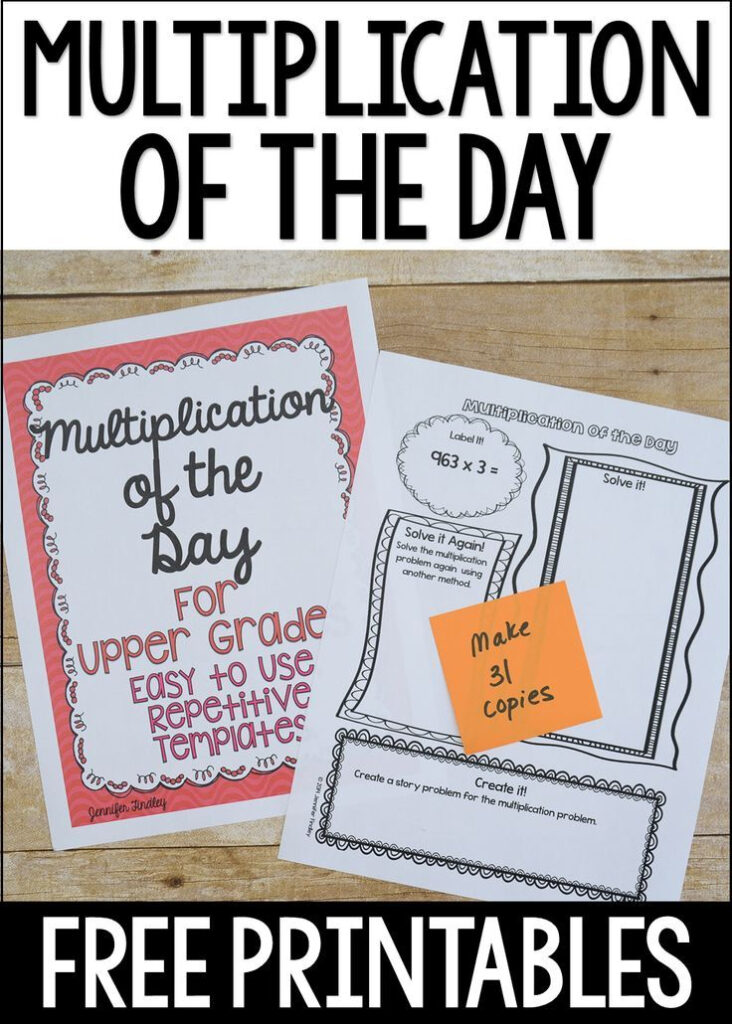 Multiplication Of The Day For Upper Grades Free Upper Elementary 