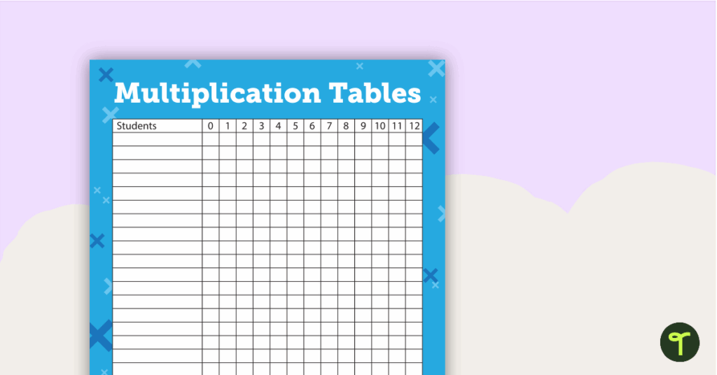 Multiplication Tables Students Charts Teach Starter Worksheets 