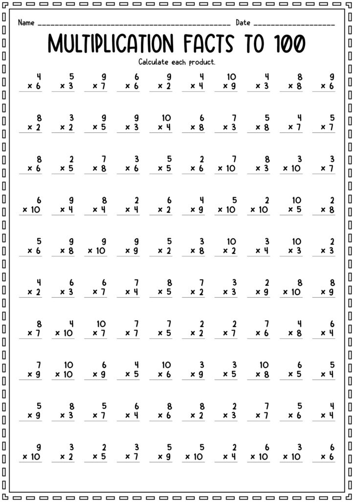 Multiplication Timed Worksheets Printable