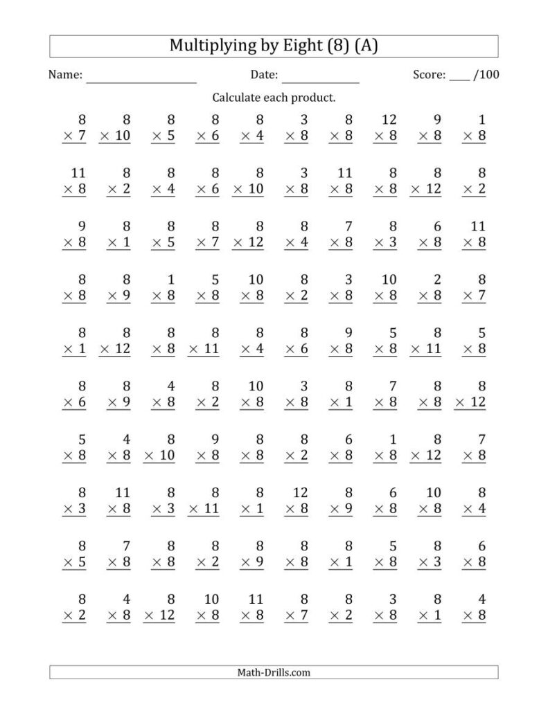 Multiplication Worksheets Year 8 PrintableMultiplication