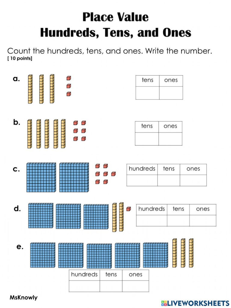 Place Value Worksheet For 2nd Grade Math