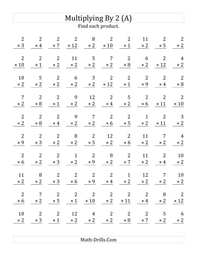 Printable Timed Multiplication Test