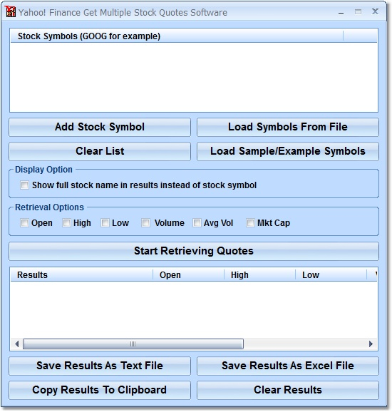 Yahoo Finance Get Multiple Stock Quotes Software